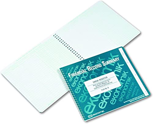 Ekonomik R Wirebound Check Register Accounting System, 8 3/4 x 10, 40-Page Book (Pack of 4)