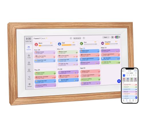 Digital Schedule Planner Syncs with Phone Calendar & Digital Photo Frame,Smart Calendar Display for Home Office, Touch Screen Electronic Organizer, Wall Mountable (White, 15.6inch)