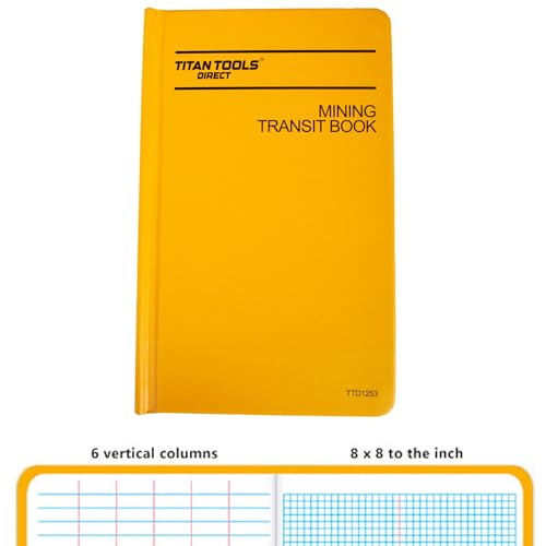 Titan Tools Mining Transit Book Bundle 8" x 4", 6 Vertical Columns & 8x8 per Inch Grid - 12 Pack