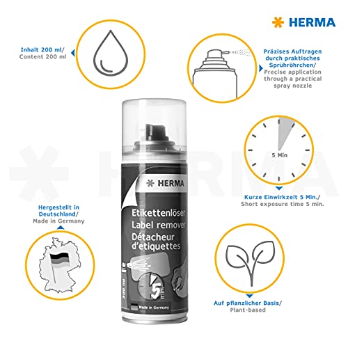 HERMA 1266 Adhesive Remover Label Remover Spray 200 ml, Adhesive Remover Label Remover Removes Adhesive Residue, Adhesive, Stickers, Stickers & Labels