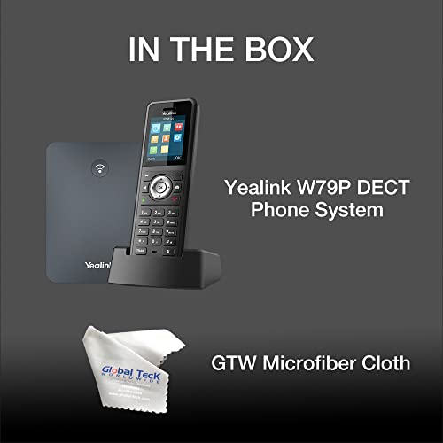 Yealink W79P DECT Phone System - IP Cordless Business Phones Compatible with Internet Phone Wireless voip Phones, Global Teck Cloth