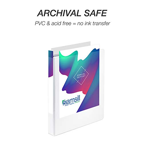 Samsill Durable 2 Inch Binder, Round Ring Customizable Clear View Binder, White, 12 Pack