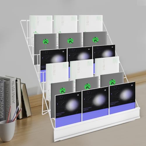 QGHMWCZ 6 Tier Magazine Rack,Wire Countertop Rack Book Display Shelf