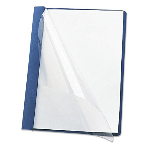 Vinyl Report Cover, Tang Clip, Letter, 1/2" Capacity, Clear/Blue, 25 per Box