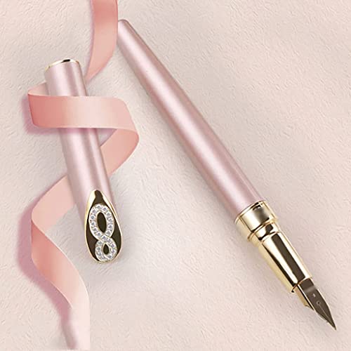 USZWBY Premium Metal Fountain Pen Luxury Pens Gifts Box for Men and Women Professional Executive Office Calligraphy Pen Writing Pen（Pink1）