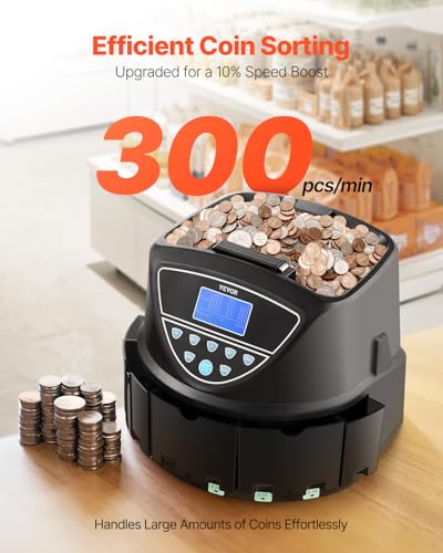 VEVOR Upgraded Coin Counter, Coin Sorter and Wrapper Machine with Handle