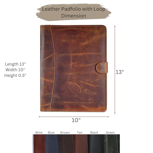 CestAntiQ Full Grain Leather Legal Pad Portfolio Organizer for Work - Blue