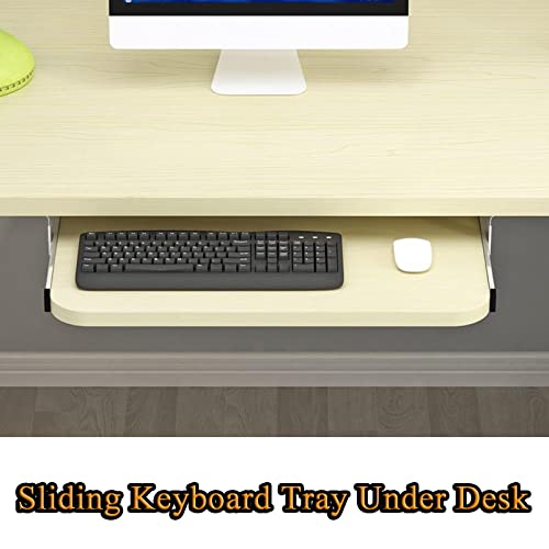 V3VOGUE Slides Keyboard Tray - Under Desk Smooth Gliding - Pull-Out Drawers Keyboard and Mouses Holder, Ergonomics/Easy Install/Height Adjustable, Support Keyboard Storage Shelf