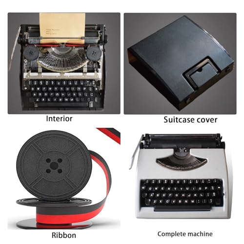 pedenencelia Traditional Portable Manual Typewriter Machine,Vintage Typewriter,Red Black Ribbon,Easy to Carry,No Power Supply Required,for Notes,Letters,Writing,Writers Literary,Milkteacolor