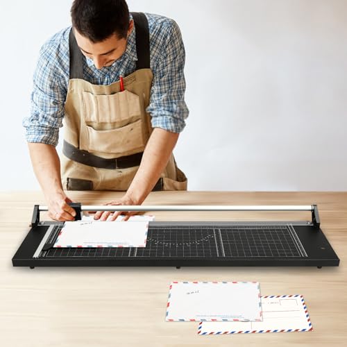 Precision Rolling Cutter Black 24/36 Inch Manual Rolling Trimmer Heavy Duty Rotary Paper Trimmer Professional Cutting Table for Photo Paper, Film, Office Paper, PVC (36 inch)