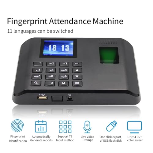 MHJKHG Clocking in Machine, Time Clock,Biometric Attendance System USB Fingerprint Exit Record Recorder Reader Time Clock in Employees Date Machine Electronic Device