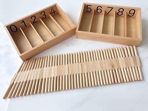 penepico Montessori Spindle Box with 45 Spindles – Solid Beechwood Counting Toys, Number Sense & Zero Concept, Preschool Homeschool Math Materials, Educational Gift for Kids 3-5