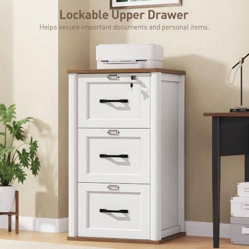RALGEND 3‑Drawer File Cabinet with Lock, Tall File Cabinet for Home Office