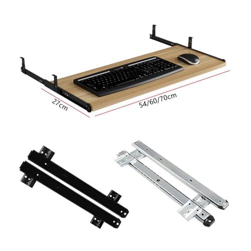 XCIVONTEX Furniture Universal Keyboard Shelf, Platform Drawer for Typing with Smooth Glide Handle Out Computer Drawer for Typing, for Typing Home Office Desk(Teak,60x27cm)