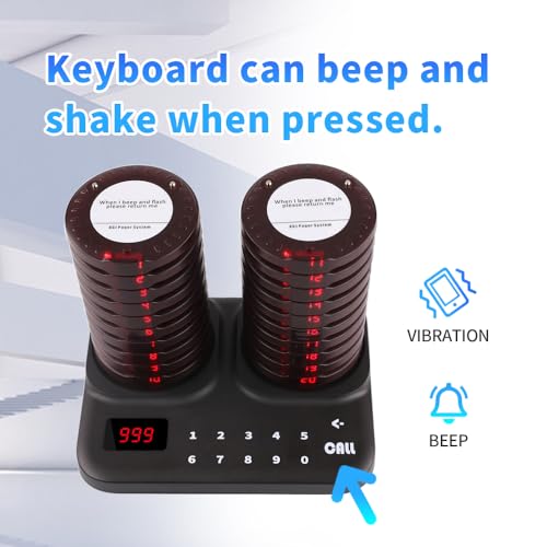 AGJ Restaurant Pager System Wireless 20 Coaster Beeper Guest Customer Queue Buzzer for Food Truck Church Nursery Clinic Coffee Shop