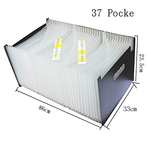 Expanding File Folder with Lid, Expandable Filing Organizer, 13/24/37/48/60/72 Pockets Accordion Wallet Folder Portfolio with Tags for A4 and Letter Size Paper, Documents Folder (Size : 37 Pocke)