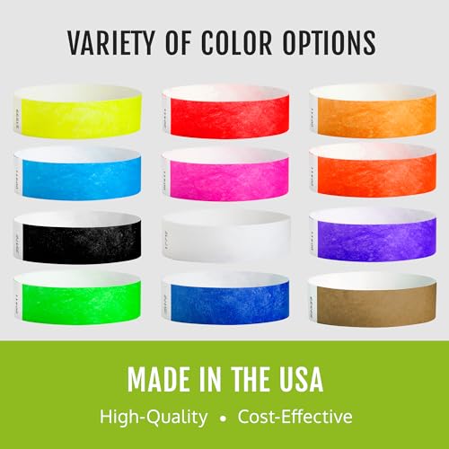 2,000 WristCo Neon Yellow Tyvek Wristbands for Events - Tamper-Proof Design & Fluorescent Color Prevent Reuse Premium-Grade Bracelets for Hospital & Medical ID, Party & VIP Identification