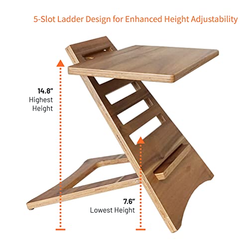 Victor Laptop Stand - Adjustable Acacia Wood Standing Desk Converter with 5-Level Height Adjustment, Portable Design, Fast Tool-Free Assembly, Natural Finish