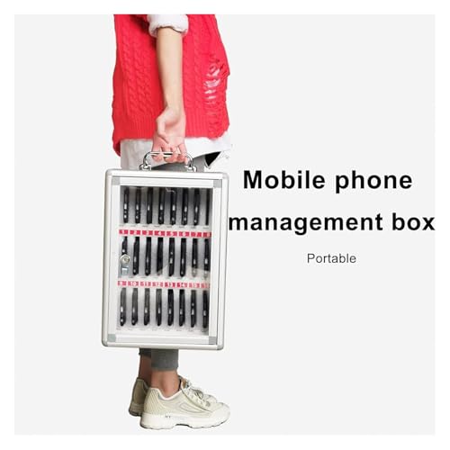 Cell Phone Locker, Cell Phones Storage Cabinet, Aluminum Alloy Pocket Chart Cell Phones Storage Cabinet for Cell Phones Wall-Mounted with A Locked Can Be Carried by Hand(36)