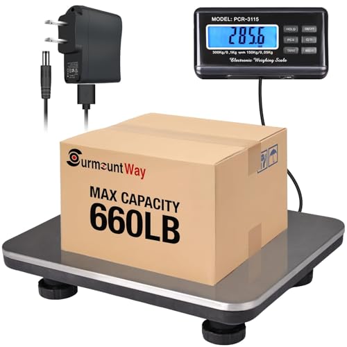 SurmountWay Heavy Duty Shipping Scale 660lbs, 14"X12" Stainless Platform