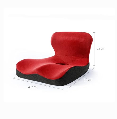 XARONF Memory Foam Seat Cushion, for Sciatica Tailbone Back Pain Relief, Posture Correction. Orthopedic Sitting Pillows for Office Chair, Car, Kitchen, Wheelchair with Non-Slip Bottom (Color : Red)