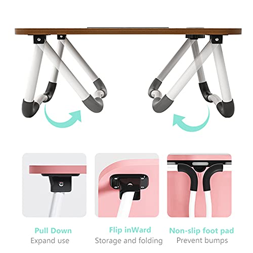 BSNANCA Folding Laptop Bed Tray Table,Folding Table On Bed,Portable Lap Desk,Foldable Lap Desk Stand, for Bed/Couch/Sofa Working,NavyBlue (Rubberwoodcolor)