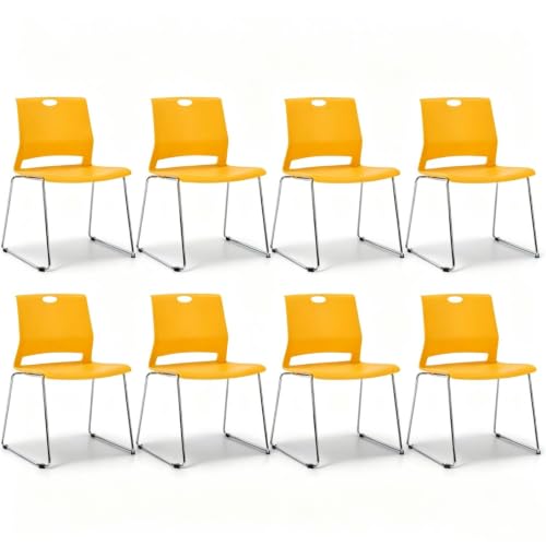 Whiterye Yellow Waiting Room Chairs, Hard Plastic Stackable Chairs Set of 8