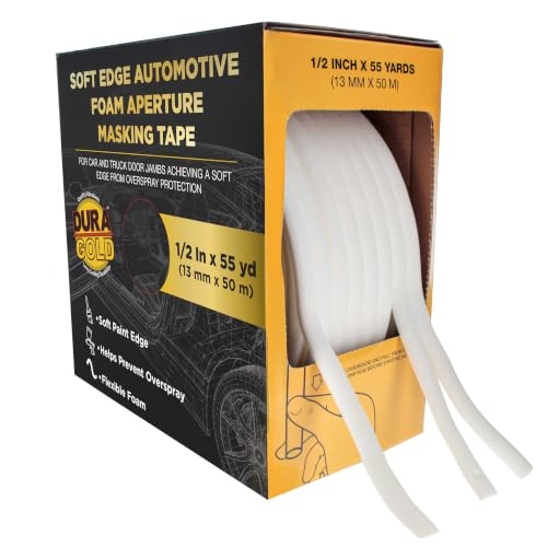 Dura-Gold Soft Edge Foam Masking Tape, 1/2" x 55 Yards (13mm x 50m), White