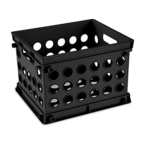 Sterilite Mini Crate, Stackable Storage Bin with Handles, Black, 36-Pack