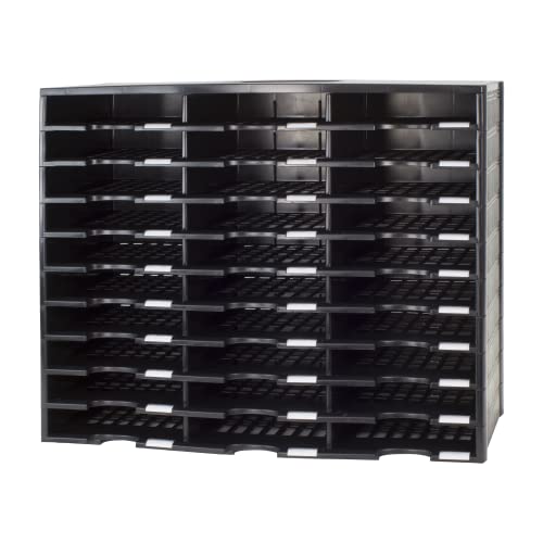 Storex 30-Compartment Literature Organizer, 31.38 x 14.13 x 25.5 Inches, Black (61419U01C)