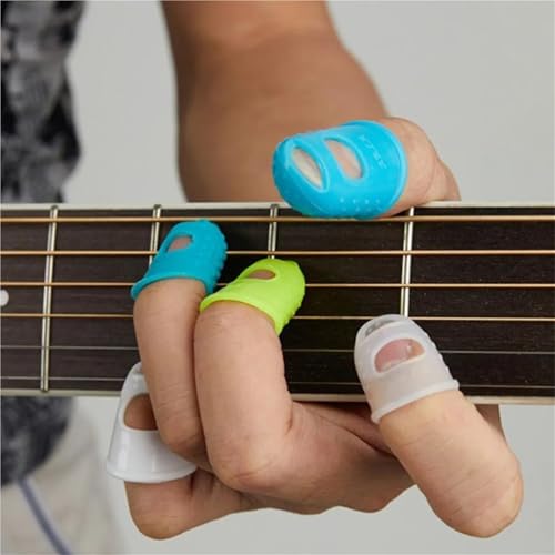 70 Pcs Silicone Guitar Finger Protectors for Practice, 5 Sizes