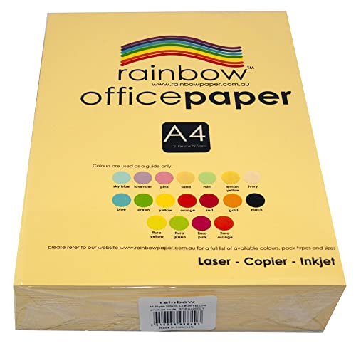 Rainbow A4 80Gsm Office Paper 500 Sheets, Lemon Yellow
