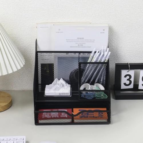 File Organizer Desktop Metal File Rack Office Supplies Document Data Wrought Iron Grid Storage Frame Desk