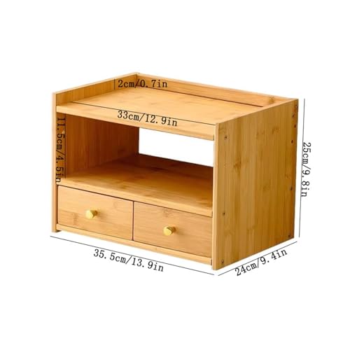 Office Bookshelf Home Simple Bamboo Bookshelf with Double Drawer Countertop Storag Rack