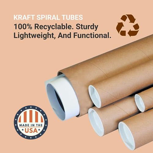 BOX USA Cardboard Tubes with Caps, 24"L x 4"W x 4"H, Pack of 12 | Poster Tube for Mailing and Storage of Blueprints, Artwork, Crafts, Long Art Holder, 24 inches
