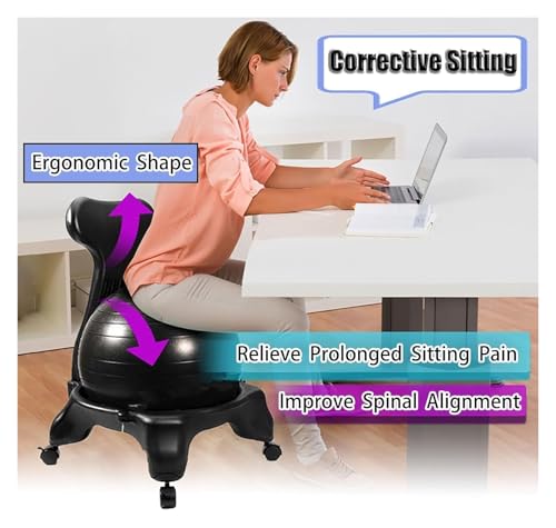 OneGrifN Yoga Ball Chair,Yoga Ball，Exercise Ball, Ergonomic Exercise Ball Chair Stability Yoga Ball Chair for Office Comfort Balance Ball Seat for Adults Pregnancy Relieve Back Pain