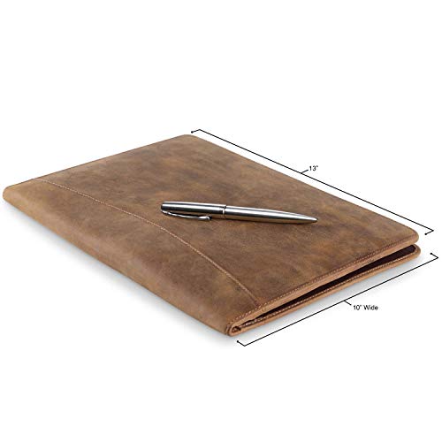 Moonster Leather Portfolio Professional Organizer Padfolio – Resume Folder with Luxury Pen - Leather Binder Portfolio Writing Pad with Business Card Holder - Portfolio Folder for Men & Women