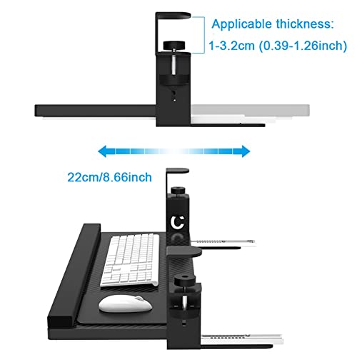 Keyboard Tray 30" Large Size, Keyboard Drawers Under Desk with C Clamp, Computer Keyboard Platform Stand Slide Pull Out, No Screw into Desk, for Home or Office