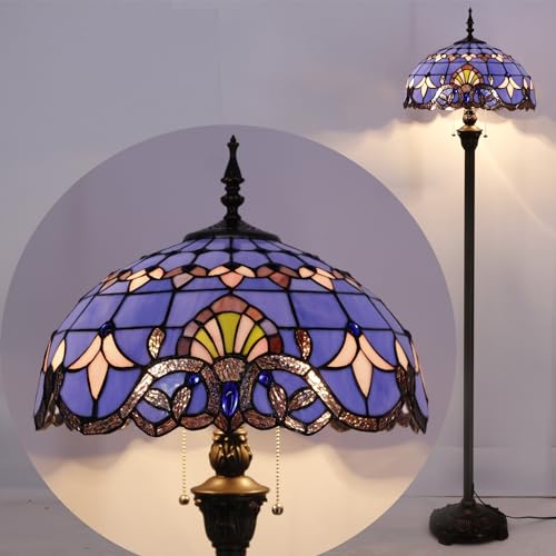 WERFACTORY Tiffany Floor Lamp 64 Inch Stained Glass Standing Reading Light