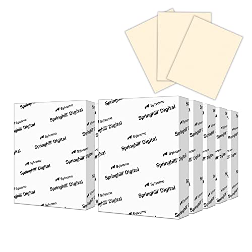 Springhill 8.5” x 11” Ivory Colored Cardstock Paper, 65lb, 176gsm, 2,500 Sheets (10 Reams) – Premium Medium Weight Vellum Cardstock, Printer Paper with Textured Finish – 014050C