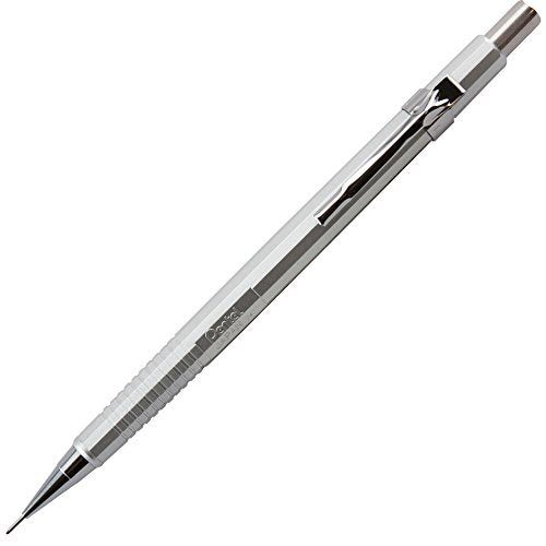 Pentel Sharp Mechanical Pencil (0.7mm) Metallic Silver Barrel, Box of 12 Pencils (P207Z)