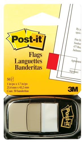 Post-it Flags, White, 1 Inch Wide, 50 per Dispenser, 1 Dispenser per Pack (680-6 (36))