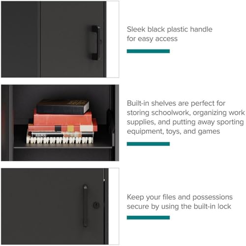 Hirsh Industries Space Solutions 53.38" H 4 Shelf Metal Storage Locker Cabinet 3" Riser Legs Black