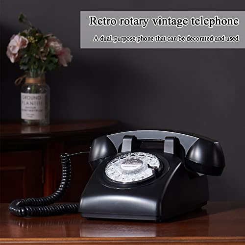 Retro European Telephone Landline Antique Old Fashioned Creative Home Wired Telephone Mechanical Retro Ringtones (Pink b)