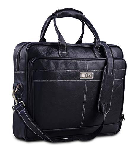18 Inch Leather Messenger Bag For Men, Genuine Leather Briefcase Business Bag W/Padded Laptop Case, Vintage Handmade Laptop Satchel and Shoulder Bag for Office, Work, and Travel
