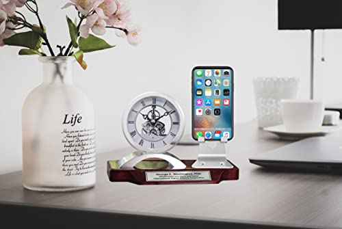Engrave Desk Clock Name Plate Cell Phone Holder Stand Graduation Gift