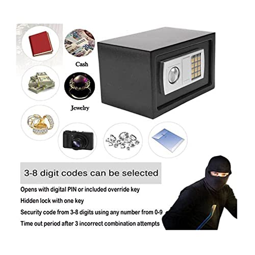 TBLOTYD Security Steel Digital Electronic Security Safe Box with 2 Keys, Wall-Mounted Deposit Box Safe for Home Office Hotel School/Black/8.5L ，Black-8.5L