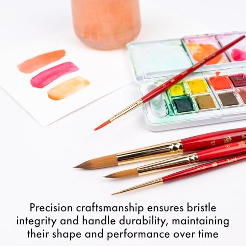 Princeton Artist Brush Co. Heritage 4-pc Synthetic Set of Sable Watercolor Brushes Professional – Sable Paint Brushes for Watercolor Painting for Detail, Control & Versatile Stroke Sizes 3/0, 3, 8, 12