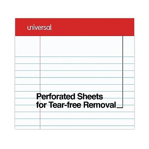 Universal 20630 Perforated Edge Writing Pad, Legal Ruled, Letter, White, 50 Sheet, Dozen