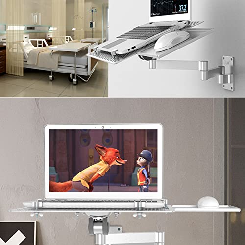 XINGAKA Wall Mounted Laptop Stand, Multifunctional Adjustable Holder Wall Mount Foldable Laptop Holde Notebook Stand with Mouse Tray